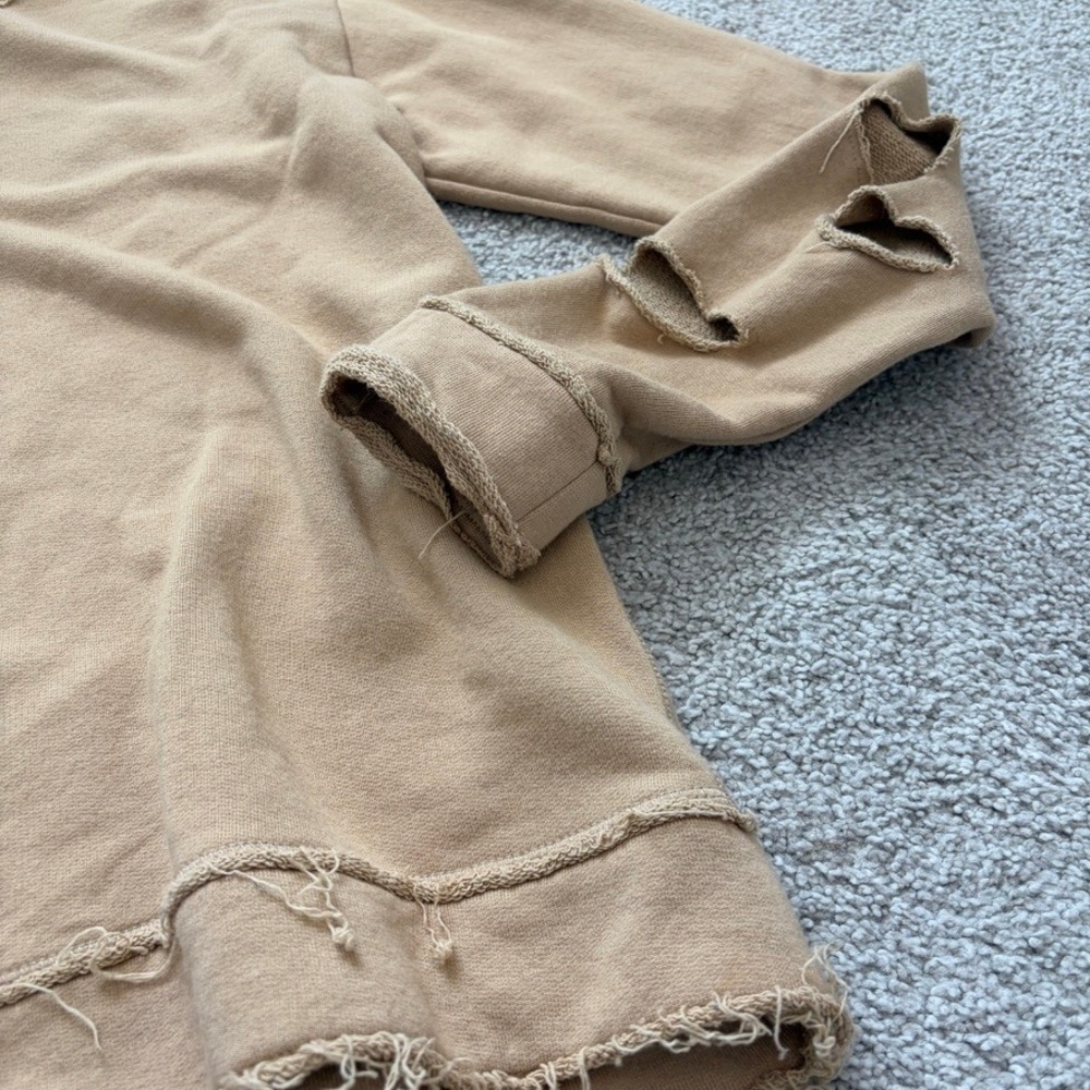 Alala Cypher Sweatshirt Womens M Tan Distressed Thrashed Grunge Indie Sleeze - Picture 4 of 8